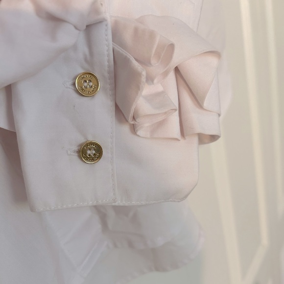 Michael Kors | White Buttoned up blouse with ruffled sleeves ends - Picture 2 of 4